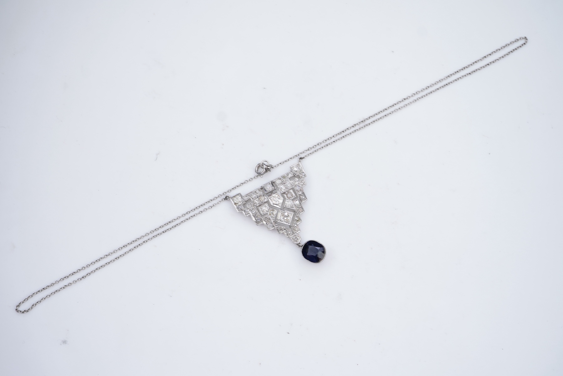 An Art Deco diamond pendant, 1930s and later